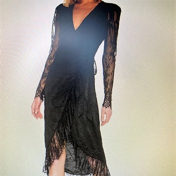 Wrap Black Lace Dress